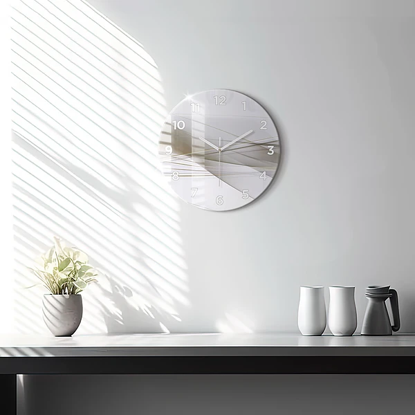 Wanduhr rund mit motiv Helle Abstraktion