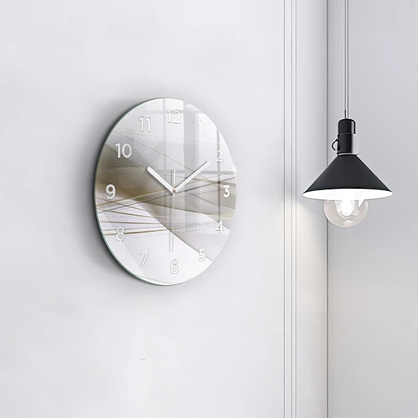 Wanduhr rund mit motiv Helle Abstraktion