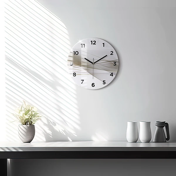 Wanduhr rund mit motiv Helle Abstraktion