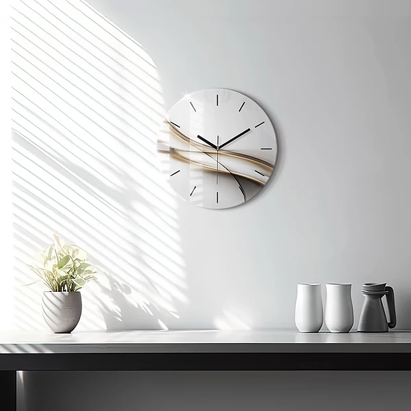 Wanduhr glas rund Abstrakte Linien