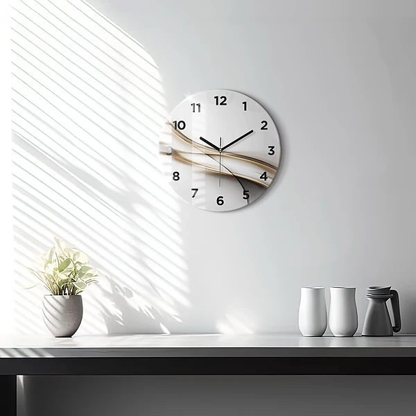 Wanduhr glas rund Abstrakte Linien