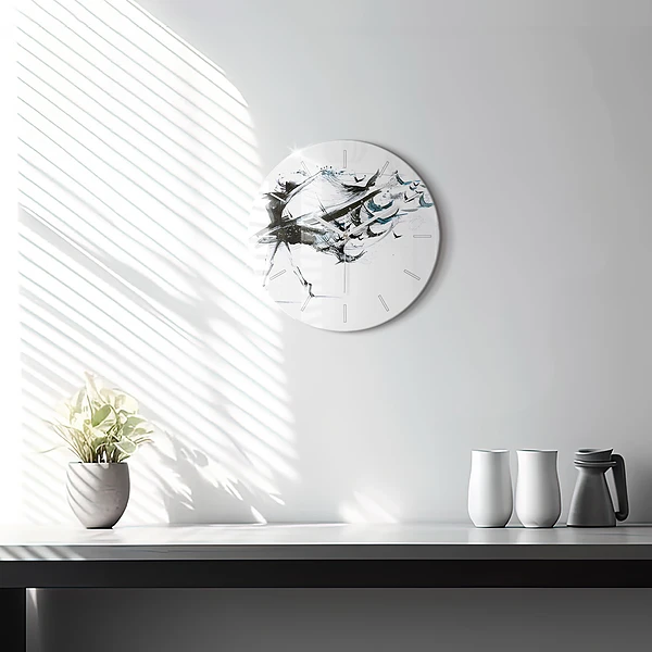 Wanduhr glas rund Frau tanzt Ballett