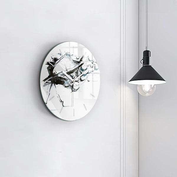 Wanduhr glas rund Frau tanzt Ballett