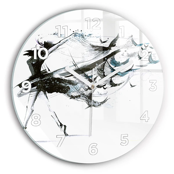Wanduhr glas rund Frau tanzt Ballett