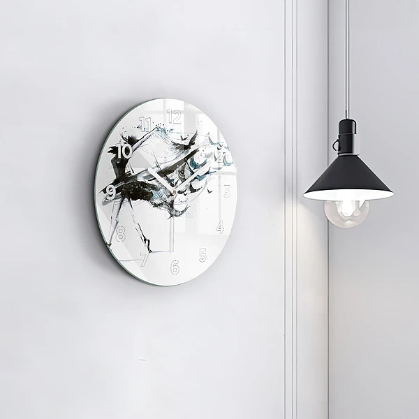 Wanduhr glas rund Frau tanzt Ballett