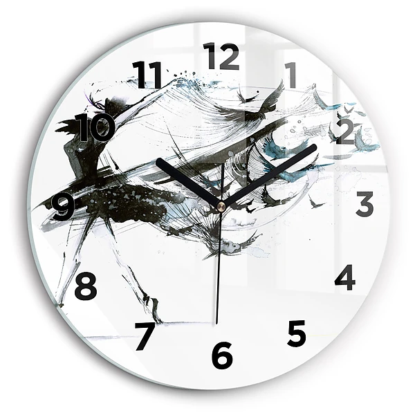 Wanduhr glas rund Frau tanzt Ballett