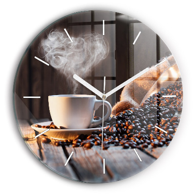 Wanduhr rund Tasse Kaffee
