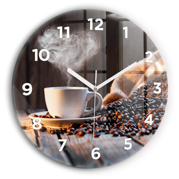 Wanduhr rund Tasse Kaffee