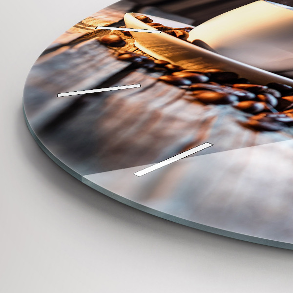 Wanduhr rund Tasse Kaffee