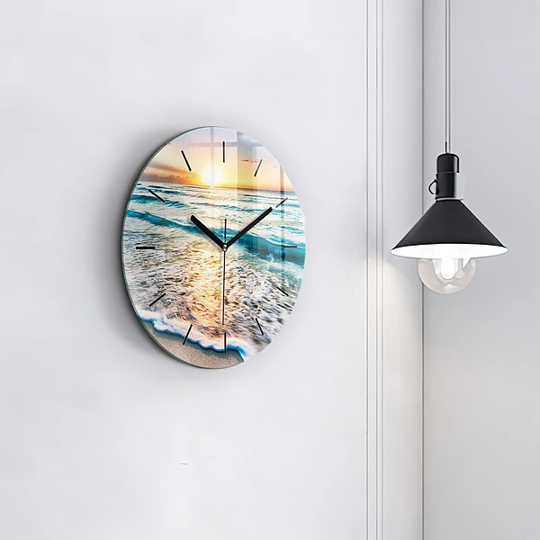 Wanduhr rund mit motiv Strand, Meer und Sand