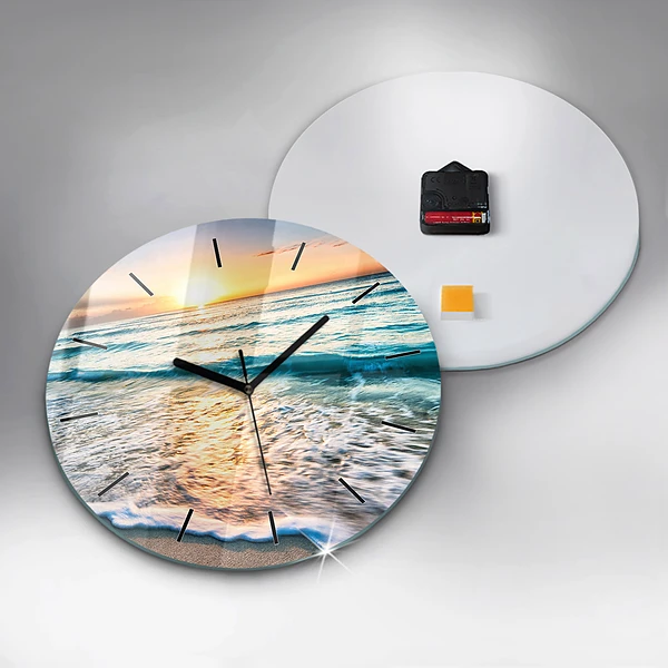Wanduhr rund mit motiv Strand, Meer und Sand
