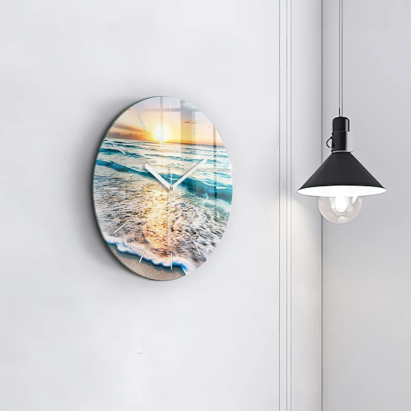 Wanduhr rund mit motiv Strand, Meer und Sand