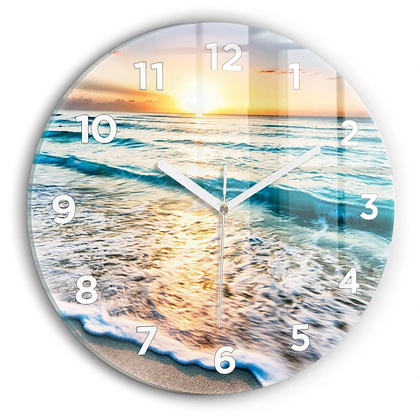 Wanduhr rund mit motiv Strand, Meer und Sand