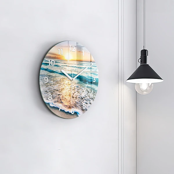 Wanduhr rund mit motiv Strand, Meer und Sand