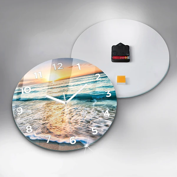 Wanduhr rund mit motiv Strand, Meer und Sand