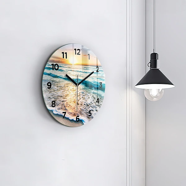 Wanduhr rund mit motiv Strand, Meer und Sand