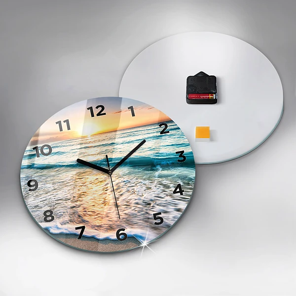 Wanduhr rund mit motiv Strand, Meer und Sand
