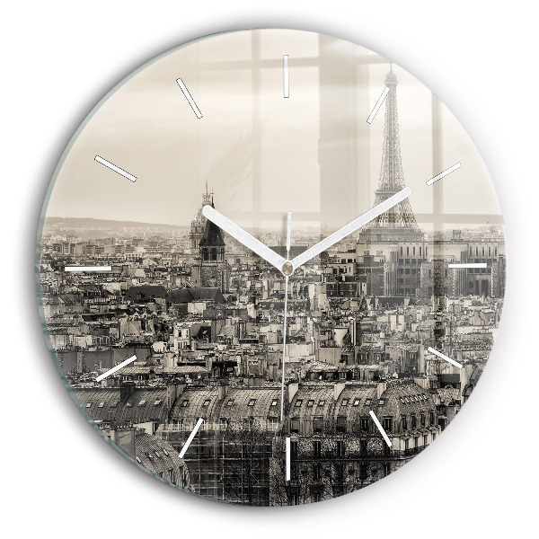 Wanduhr glas rund Landschaftspanorama von Paris
