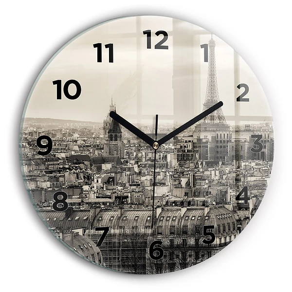 Wanduhr glas rund Landschaftspanorama von Paris