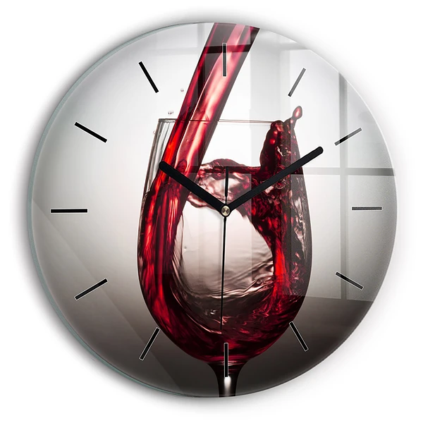 Wanduhr rund mit motiv Weinglas
