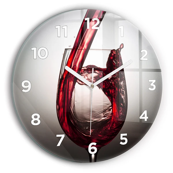 Wanduhr rund mit motiv Weinglas