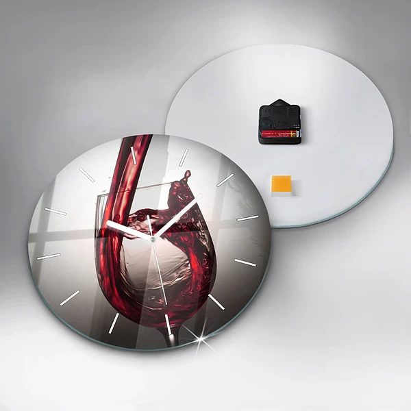 Wanduhr rund mit motiv Weinglas