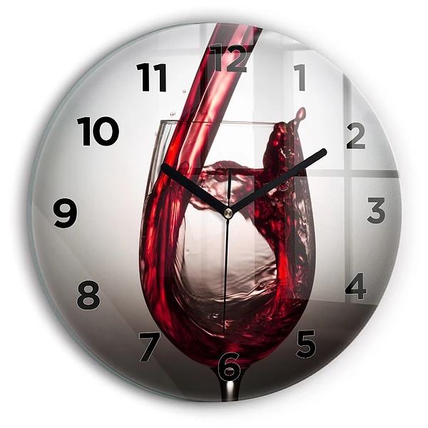 Wanduhr rund mit motiv Weinglas