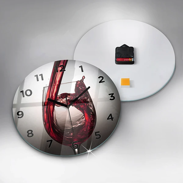 Wanduhr rund mit motiv Weinglas