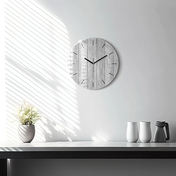 Wanduhr rund mit motiv Holztafeln