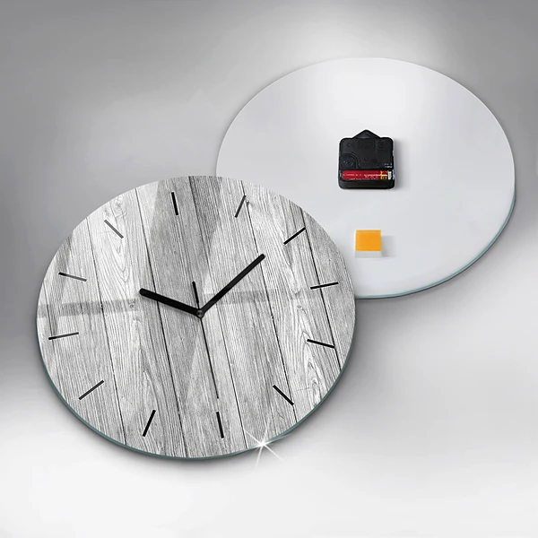 Wanduhr rund mit motiv Holztafeln