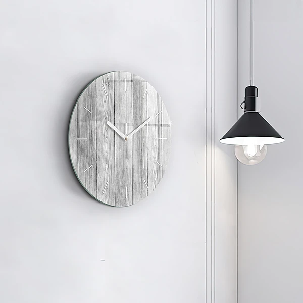 Wanduhr rund mit motiv Holztafeln