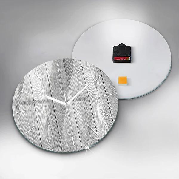 Wanduhr rund mit motiv Holztafeln