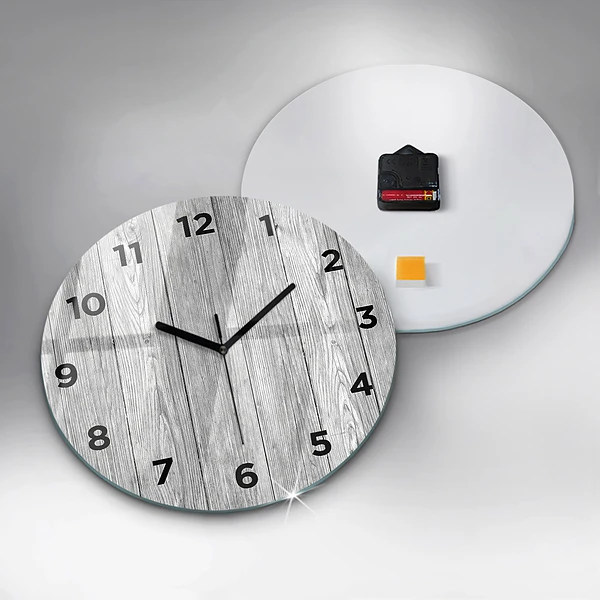 Wanduhr rund mit motiv Holztafeln