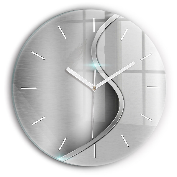 Wanduhr glas rund Graues Metall Abstraktion