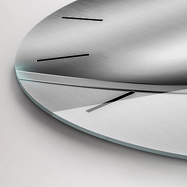 Wanduhr glas rund Graues Metall Abstraktion