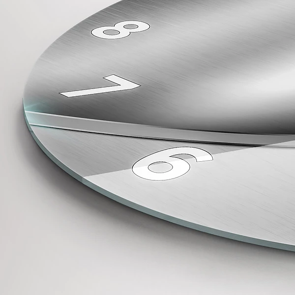 Wanduhr glas rund Graues Metall Abstraktion