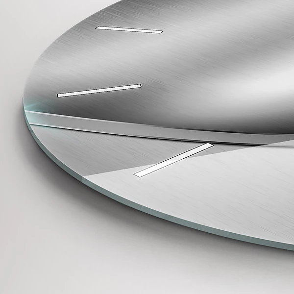 Wanduhr glas rund Graues Metall Abstraktion