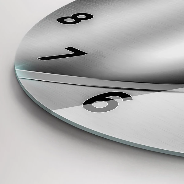 Wanduhr glas rund Graues Metall Abstraktion