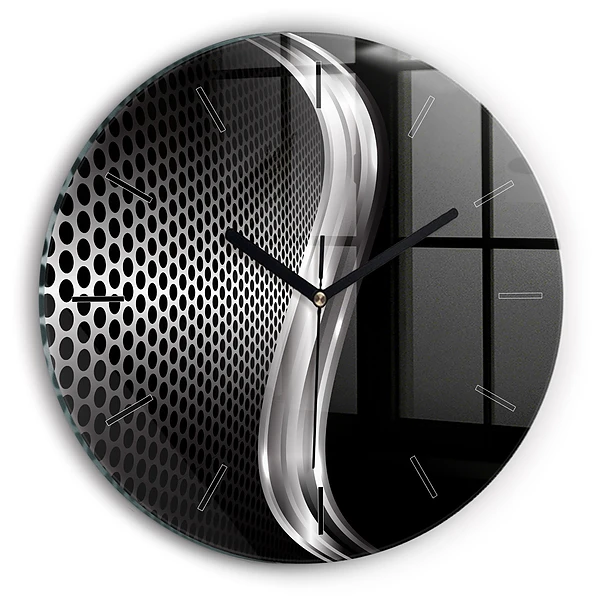 Wanduhr rund mit motiv Schwarzes Metall Abstraktion