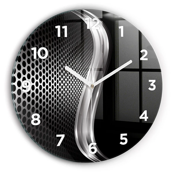 Wanduhr rund mit motiv Schwarzes Metall Abstraktion
