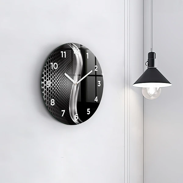 Wanduhr rund mit motiv Schwarzes Metall Abstraktion