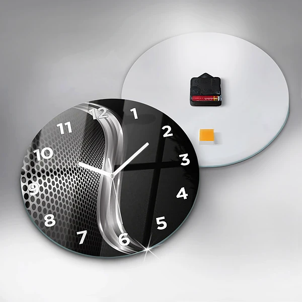 Wanduhr rund mit motiv Schwarzes Metall Abstraktion
