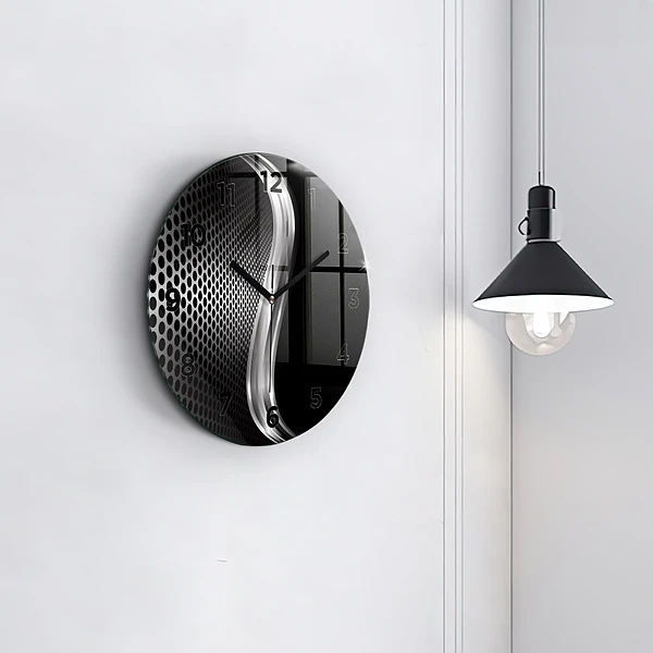 Wanduhr rund mit motiv Schwarzes Metall Abstraktion