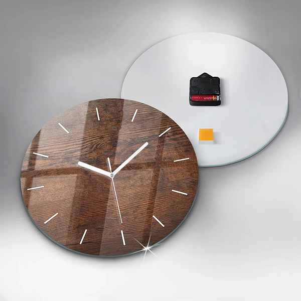 Wanduhr rund Altes Holz