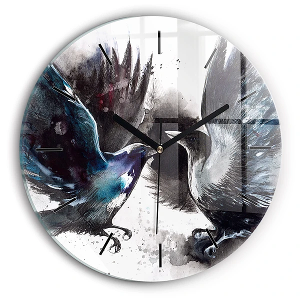 Wanduhr rund mit motiv Bemalte Vögel