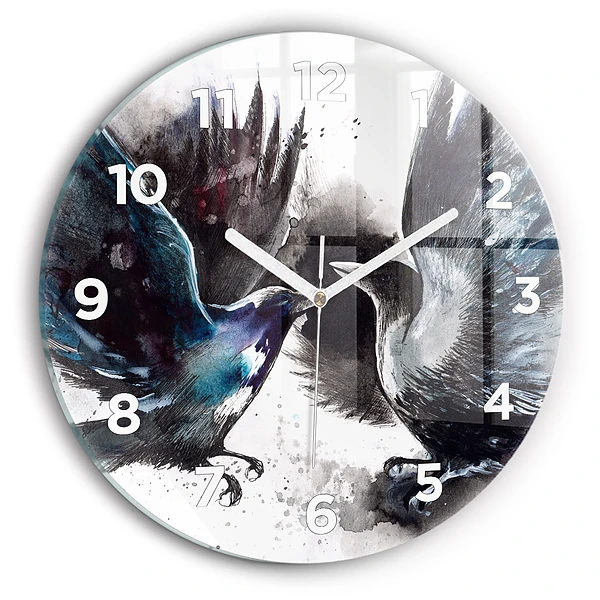 Wanduhr rund mit motiv Bemalte Vögel
