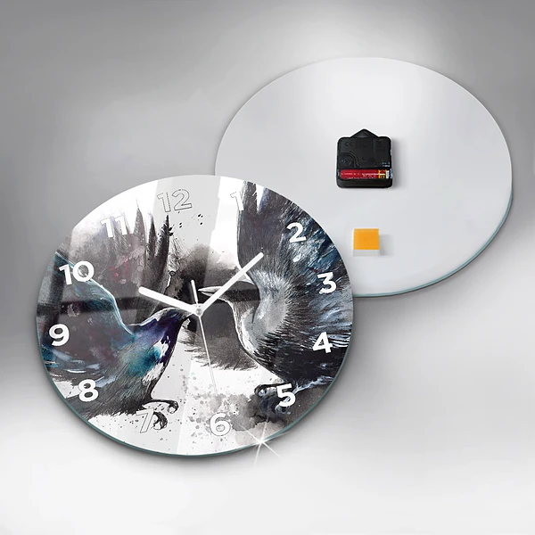 Wanduhr rund mit motiv Bemalte Vögel