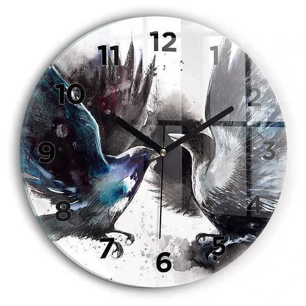 Wanduhr rund mit motiv Bemalte Vögel