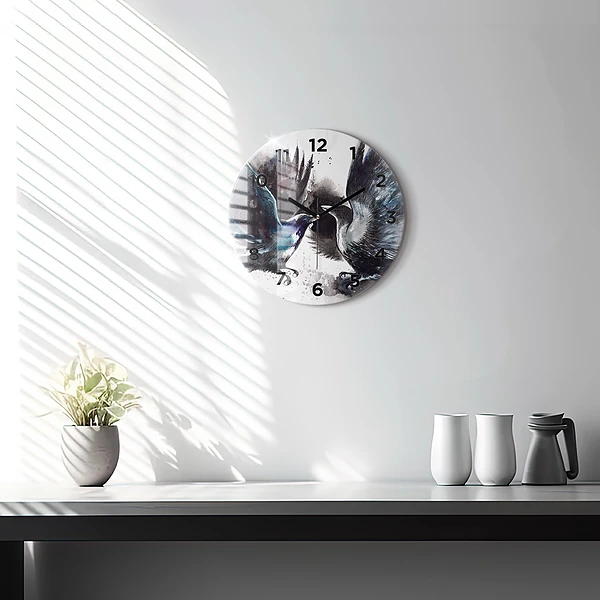 Wanduhr rund mit motiv Bemalte Vögel