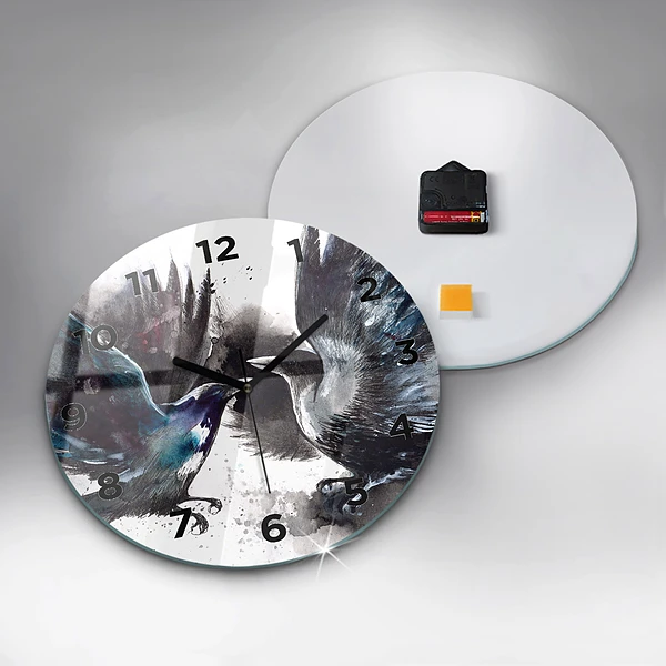 Wanduhr rund mit motiv Bemalte Vögel
